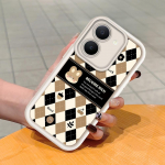 Pehme silikoonist ruudukujulise redeli mustriga telefoni&uuml;mbris, t&auml;ielikult kattev, kaamera p&otilde;rutuskindel kaitse, kummist &uuml;mbris Vivole Vivo Y21 pruun