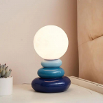 Kreemjas laotud kivi lauavalgusti magamistoa kaunistus loominguline ja romantiline atmosf&auml;&auml;ri lamp lihtne k&otilde;rgekvaliteediline tunnetus v&auml;ike &ouml;&ouml;valgusti Button switch