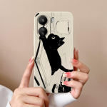 Uus koomiksimustriga kate Xiaomi Redmi 12 13 13C K60 Ultra K70 Note 13 Pro Bumper Anti Drop Liquid Pehme Silikoonist Pretty Phone Case Shell jaoks Redmi jaoks Redmi Note 13 5G