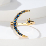 Kullav&auml;rvi kuu- ja t&auml;hes&otilde;rmused naistele Boheemlaslik minimalistlik sinine kristallist avas&otilde;rmus pulmab&auml;ndide kingitused kuld/sinine