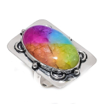 Natural Rainbow Solar Quartz 925 Sterling Silver Jewelry Ring Size 8.5 e5r57