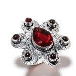 Natural Mozambique Garnet Gemstone 925 Sterling Silver Gift Ring Size 9 b3b08