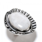 Natural Rainbow Moonstone Gemstone 925 Sterling Silver Ring Size 10.5 u3d82