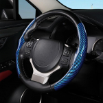 Sobiv 37-38 cm 1 paar s&uuml;sinikkiust auto roolikatte libisemisvastane mikrokiust PVC auto rattav&otilde;imendi kaitsekate auto salongi tarvikud sinine