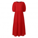 Naiste suvekleit A-kujuline lapiline suur kant, l&uuml;hikeste varrukatega, laia kaelusega, puhta v&auml;rvi avara pahkluu pikkusega plisseeritud pehme hingav daami maksikleit L valge