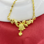 Liivakujuline kullast kaelakee eurom&uuml;ndi ja kullast ehtekomplekti ketiga, naistele m&otilde;eldud trendikas kulla imitatsiooniga roosist kaelakee kuldne