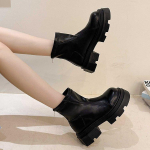 Naiste platvorm-pahksaapad Moodsad naiste paksu tallaga &uuml;mara ninaga pahksaapad L&uuml;hikesed saapad Talvised mootorrattasaapad Bottine 39 valge