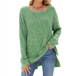 Naiste mood, vabaaja &uuml;hev&auml;rviline, l&otilde;hikuga, &uuml;mara kaelusega pikkade varrukatega pullover M
