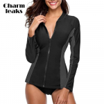 Charmleaksi naiste pikkade varrukatega t&otilde;mblukuga Rashguardi ujumistrikoo surfamine, Rash Guard t&otilde;mblukk UPF50+ ujumisriided XL