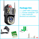 Wifi PTZ-seirekaamera 4K 12MP v&auml;listingimustes kolm objektiivi 50x suum juhtmevaba CCTV turvakaamera v&auml;rviline &ouml;&ouml;n&auml;gemine ICSEE IP-kaamera 12MP Camera