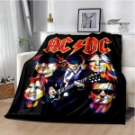 Rockb&auml;nd AC/DC retrotr&uuml;kiga flanellist soe pleed piknikutekk voodikate viskepleed voodipesu S&uuml;nnip&auml;evakink 40x50in