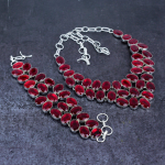 Mosambiigi Granaat V&auml;&auml;riskivi K&auml;sitsi valmistatud 925 Sterlingh&otilde;be Ehtekomplekt z9V39