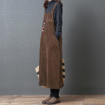 Naiste suures suuruses soliidsed suured taskud, velvetist rihmaga kleit, avar pikk kleit XXL pruun