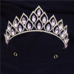 Barokk-violetne kristallist pruudikroonpeapaelad Kuningliku kuninganna pruudi peakate balli tiaras pidulik diadem pulmajuukse ehete v&otilde;istlus h&otilde;bedane valge v&auml;rv