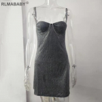 Seksikas s&auml;rav siidist teemant naiste minikleit madala kaelusega varrukateta seljata &ouml;&ouml;klubi peokleit Bodycon kleit Uus elegantne printsesskleit L khaki