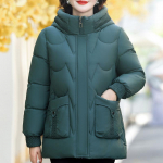 Suures suuruses XL-5XL Keskealised naiste talvemantlid kapuutsiga l&uuml;hikesed parkad Elegantsed lahtised paksud soojad &uuml;ler&otilde;ivad naiste jakid XL roheline