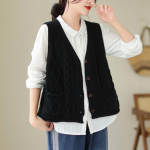 Naiste vanaaegsed kampsunid vestid V-kaelusega varrukateta lapiga taskud mantlid kootud puuvillased riided s&uuml;giskampsunid One Size must