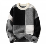 Kampsunid Meestele 2024 Talv Korea Stiilis Meeste Soe Kampsun Meeste Mood Kampsunid Ruudulised Mustrid Meeste Villased Pulloverid Meeste M-4XL 3XL must