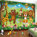 Loomakoomiks Laste Toa Fotoseina Maalingud Tapeet Elutuba Laste Magamistuba Maalingtapeet 3D 200 cm(W) x 140 cm(H)