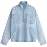 Calvin Klein Vintage Pesu T&auml;ht Kootud Silt Tasku Poollukuga Seisukrae Denim Jakk Meeste jakid Hele-Sinine J325550 S