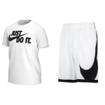Nike Letter Logo Prindiga &Uuml;mmarguse Kaelusega L&uuml;hikeste Varrukatega T-s&auml;rk Ja Sirgete S&auml;&auml;ristega L&uuml;hikesed P&uuml;ksid Komplekt Meeste Komplekt AR5007-100+DH6764-100 L
