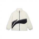 Li Ning Spordielustiili Seeria Br&auml;ndi Logo Tr&uuml;kitud Seisukrae Vabaaja Soe Puuvillane Jakk Unisex Jakk Paberivalge AJMT051-1 S