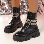 2024 Kevad S&uuml;gis Naiste Pahkluusaapad 2024 PU Nahast Kuldse Ketiga Platvorm Must L&uuml;hikesed Saapad Punk Briti Stiilis Vabaaja Jalan&otilde;ud Zapatos 35 must
