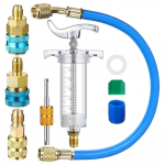 &Otilde;li ja v&auml;rvi sissepritsekomplekt 1/4 SAE koos SAE R134a &otilde;li kiire eralduspoolse &uuml;hendajaga R410a R1234yf madal sissepritse 1oz/30ml adapter T6Z7