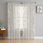Kunstilised beežid barokklilled Retro t&uuml;lli l&auml;bipaistvad aknakardinad elutuppa k&ouml;&ouml;ki lapsed magamistuppa Voile rippuvad kardinad W135 x H114cm