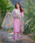 India disainer Kurta Pant Dupatta komplekt naistele Bollywood top tuunika Kurti Salwar &uuml;likond kleit S roosa