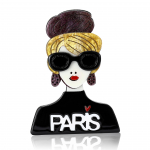 Moodne akr&uuml;&uuml;list t&uuml;druku pross, isikup&auml;rastatud ja loominguline rinnam&auml;rk-aksessuaar must