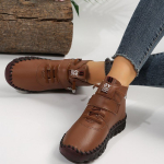 Talvised ortopeedilised saapad naistele S&uuml;gis S&uuml;gis Nahkkingad Karusnahaga Punased mokassiinid Naiste pahkluusaapad Ema Pl&uuml;&uuml;sist tossud Kingad CN 35(Insole 22.5 cm pruun