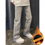 Hong Kong Trend Meeste Suvine Uus Sirge S&auml;&auml;rega Personaliseeritud Kirjaga Džinsid Hip-Hop Ins Trendikad High Street Trendikad Huligaani V&auml;limusega P&uuml;ksid S helehall v&auml;rv