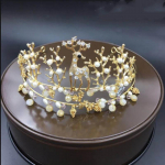 Exquisite cake baking decorative bride Eurostyle alloy lace crown birthday accessories Queen large round tiara cake topper