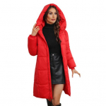 Naiste talvejope kapuutsiga, paksendatud polsterdatud udusulemantel, slim v&ouml;&ouml;koht, lukuga XXXL punane