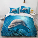 Delfiin Merikuningas Kuninganna Tekikate Armas 3D Meriloomade Voodipesukomplekt Lastele Teismelistele T&auml;iskasvanutele Kalaparv Sinine 2/3 tk Tekikate 135x200cm 2pcs