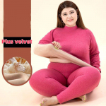 S&uuml;gis- ja talvine lambaliha fliisist naiste kaameli fliisist termopesu komplekt + p&uuml;ksid 2XL roosa punane v&auml;rv