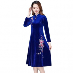 Naiste kevad-suvine cheongsam kleit etnilises stiilis keskmise pikkusega kleit 5XL