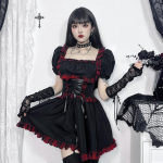 AltGoth Armas Magus Gooti Lolita Kleit Naised T&auml;navamood Harajuku Tume Punk Cosplay Punane Ruuduline Hem K&otilde;rge V&ouml;&ouml;kohaga Bandage Korsett Kleit M