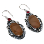 Mookaite, Garnet Handmade 925 Sterling Silver Gift Earring 2.56 j4v17