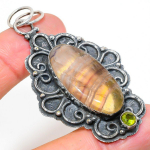Fluorite, Peridot Handmade 925 Sterling Silver Gift Pendant 2.76 n4u60