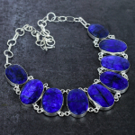Burmise Sapphire(Simulated) Ethnic 925 Sterling Silver Jewelry Necklace 18 q2p98