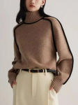 S&uuml;gis Talv Mood Uus Vabaaja Pullover Naiste Elegantne Kootud Poolk&otilde;rge Kraega Pikkade Varrukatega Topid Elegantne Liitmine Kommuteerimisstiil Soe Kampsun S kohv