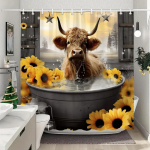 P&otilde;llumajandusloomad Highland kariloomad du&scaron;ikardin Rustikaalne maal&auml;hedane talulaud Vintage stiilis pestavad du&scaron;ikardinad vannitoa sisustus 90x180cm-35x70in