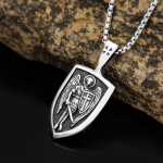 Vintage Angel Cross Shield ripats roostevabast terasest medaliga kaelakee moe isiksus titaanist terasest kaelakee