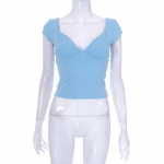 YYFS naistemood vabaaja suve kevade &uuml;hev&auml;rvilise tr&uuml;kiga l&uuml;hikeste varrukatega V-kaelusega pluusid ja s&auml;rgid S