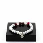 Pierres et Min&eacute;raux. Bracelet Perles Rubis de Mogok, Birmanie, Myanmar + Oeil de Tigre Fabriqu&eacute; en France.