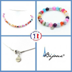 Pierres et Min&eacute;raux. Parure bijoux Bracelet Collier Perles Agate craquel&eacute; Fuchsia Taille personnalisable.