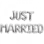 Ballons Aluminium Mariage - Just Married - Argent&eacute; - 36 cm