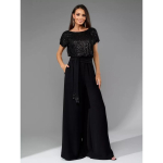 Naiste Pulm Pruut Pruutneitsid Elegantne Peo Litritega L&uuml;hikeste Varrukatega Pikk Jumpsuit Playsuit M must